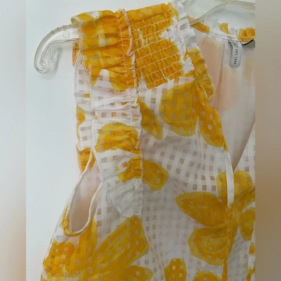 Cato Yellow and White Ruffled Tie Front Blouse - Picture 6 of 7